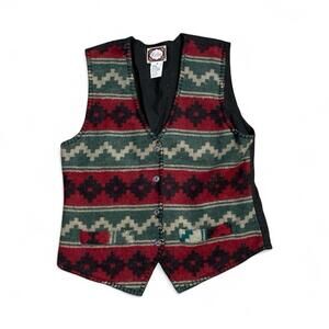 Vintage 90s Erika Wool Indian Print Vest Western Women’s Medium Aztec